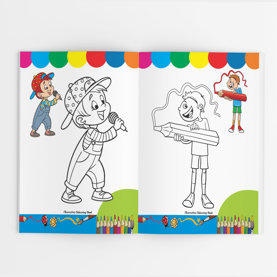 Characters Colouring Book for Kids – 32 Pages | Fun & Learning Activity