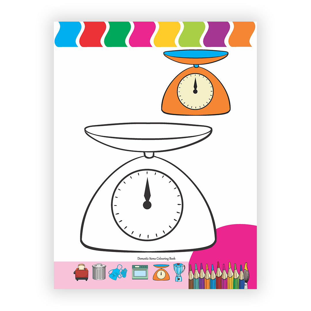 Domestic Items Colouring Book for Kids – 32 Pages | Fun Learning Activity