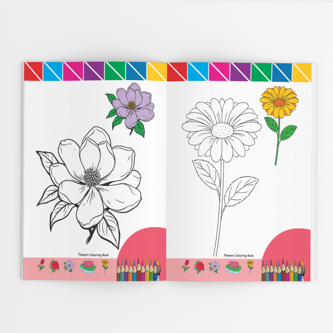 Flower Colouring Book for Kids – 32 Pages | Fun Learning Activity