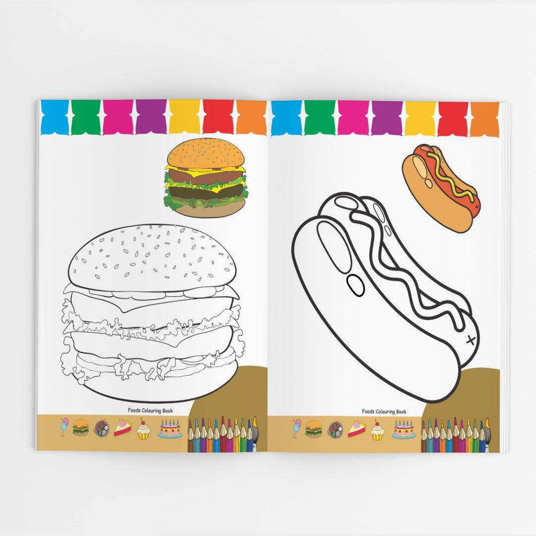 Foods Colouring Book for Kids – 32 Pages | Fun Learning Activity