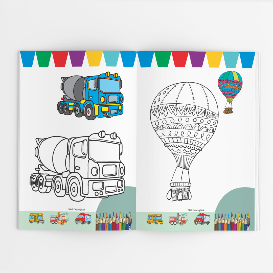 Vehicles Colouring Book for Kids – 32 Pages | Fun Learning Activity