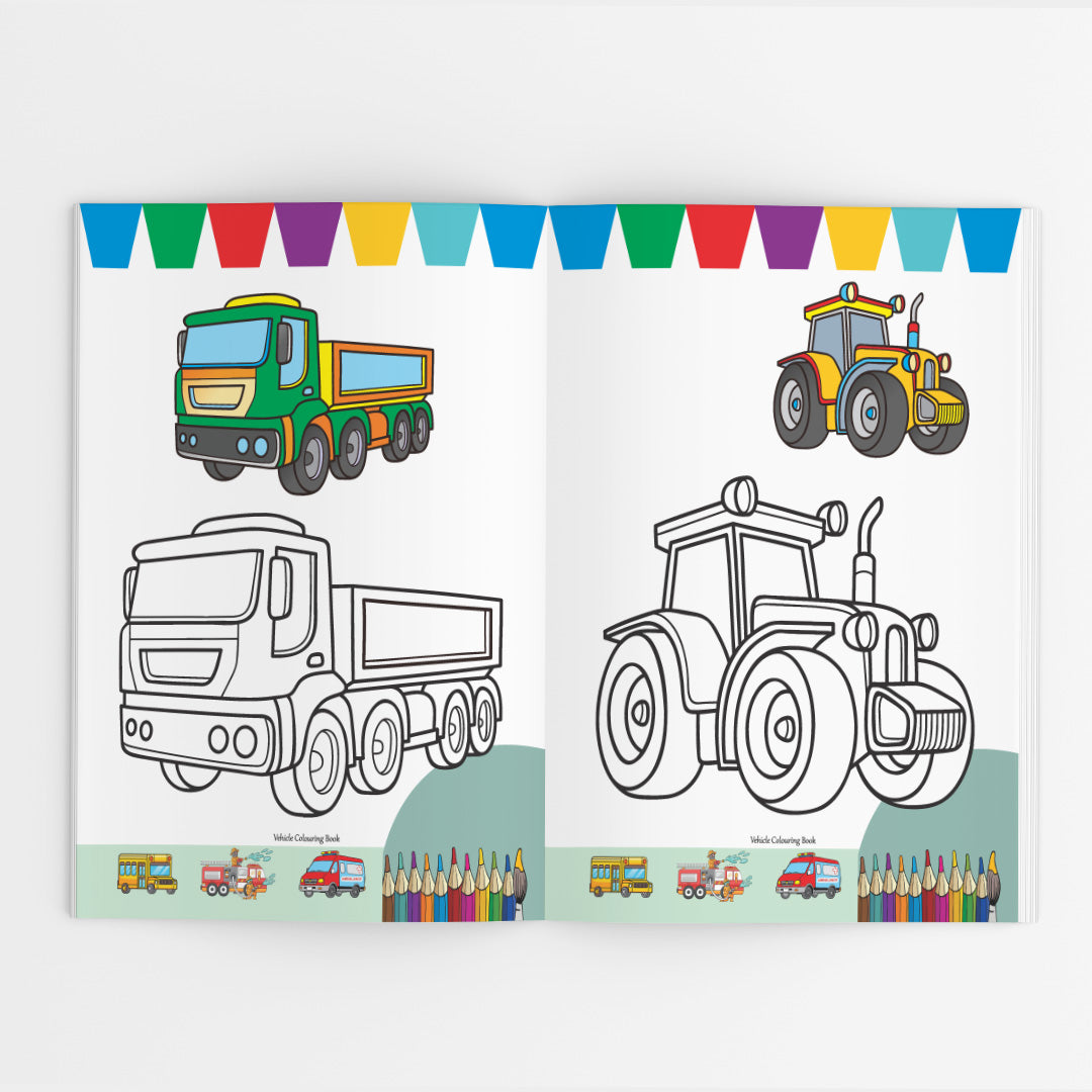 Vehicles Colouring Book for Kids – 32 Pages | Fun Learning Activity